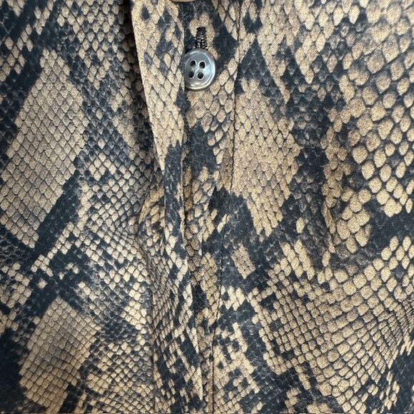 NEW! FRAME Silk Colorblock Blouse Noir Multi Python Print Button Up Size Small - Picture 5 of 12